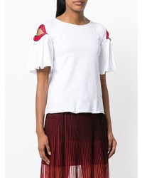 Женская бело-красная футболка с круглым вырезом от Vivetta