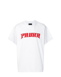 Мужская бело-красная футболка с круглым вырезом от Paura