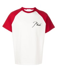 Мужская бело-красная футболка с круглым вырезом от Rhude