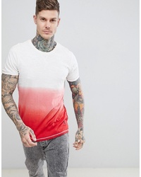 Мужская бело-красная футболка с круглым вырезом от Ringspun