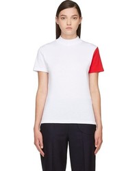 Женская бело-красная футболка с круглым вырезом