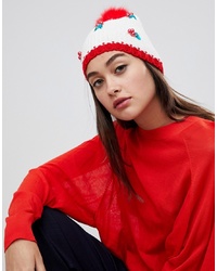Женская бело-красная шапка от Boardmans