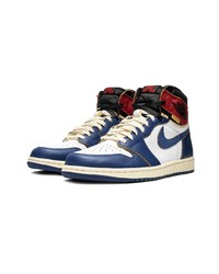 Мужские бело-красно-синие высокие кеды от Jordan