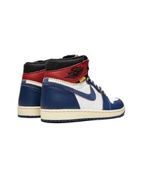 Мужские бело-красно-синие высокие кеды от Jordan
