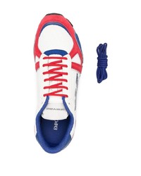 Мужские бело-красно-синие кроссовки от Emporio Armani