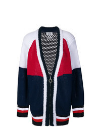 Бело-красно-синий свитер на молнии