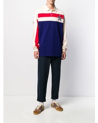 Мужской бело-красно-синий свитер с воротником поло от Gucci