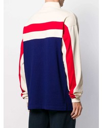 Мужской бело-красно-синий свитер с воротником поло от Gucci
