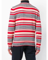 Мужской бело-красно-синий свитер с круглым вырезом в горизонтальную полоску от A.P.C.