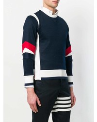 Мужской бело-красно-синий свитер с круглым вырезом от Thom Browne