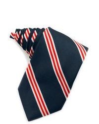Бело-красно-синий шелковый галстук в вертикальную полоску