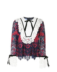 Бело-красно-синяя блузка с длинным рукавом от Macgraw