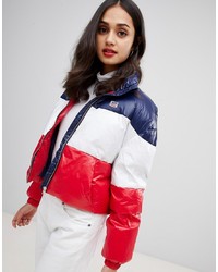 Женская бело-красно-синяя куртка-пуховик от Levi's
