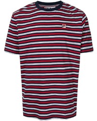 Мужская бело-красно-синяя футболка с круглым вырезом в горизонтальную полоску от Fila