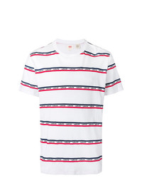 Мужская бело-красно-синяя футболка с круглым вырезом в горизонтальную полоску от Levi's