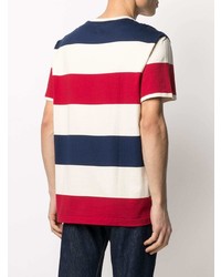 Мужская бело-красно-синяя футболка с круглым вырезом в горизонтальную полоску от Kent & Curwen