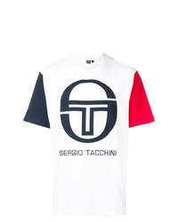 Мужская бело-красно-синяя футболка с круглым вырезом с принтом от Sergio Tacchini