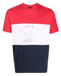Мужская бело-красно-синяя футболка с круглым вырезом от Paul & Shark