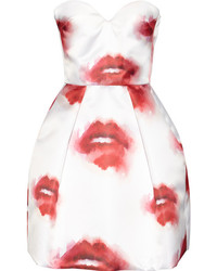 Бело-красное коктейльное платье с принтом от MSGM