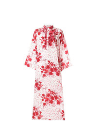 Бело-красное платье-макси с цветочным принтом от Ermanno Scervino