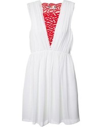 Бело-красное повседневное платье с вышивкой от MSGM