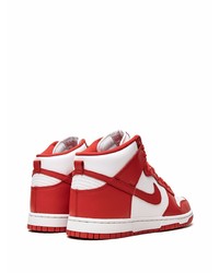 Мужские бело-красные кожаные высокие кеды от Nike