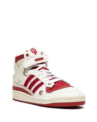 Мужские бело-красные кожаные высокие кеды от adidas