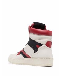 Мужские бело-красные кожаные высокие кеды от Human Recreational Services