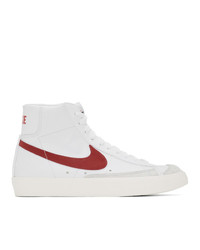 Мужские бело-красные кожаные высокие кеды от Nike