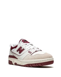 Мужские бело-красные кожаные низкие кеды от New Balance