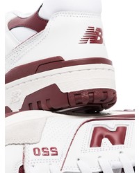 Мужские бело-красные кожаные низкие кеды от New Balance