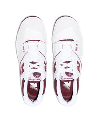 Мужские бело-красные кожаные низкие кеды от New Balance