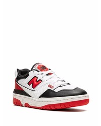 Мужские бело-красные кожаные низкие кеды от New Balance