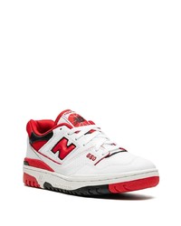 Мужские бело-красные кожаные низкие кеды от New Balance