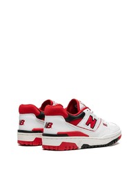 Мужские бело-красные кожаные низкие кеды от New Balance