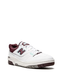 Мужские бело-красные кожаные низкие кеды от New Balance