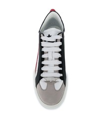 Мужские бело-красные кожаные низкие кеды от DSQUARED2