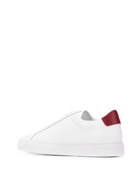 Мужские бело-красные кожаные низкие кеды от Common Projects