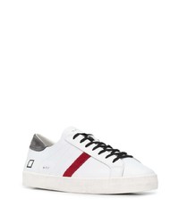 Мужские бело-красные кожаные низкие кеды от D.A.T.E