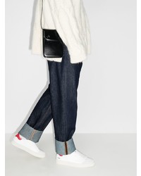 Мужские бело-красные кожаные низкие кеды от Axel Arigato