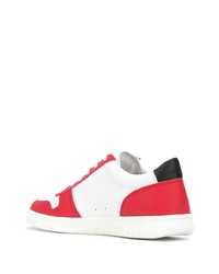 Мужские бело-красные кожаные низкие кеды от Champion