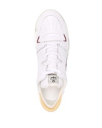 Мужские бело-красные кожаные низкие кеды от Isabel Marant