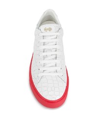 Мужские бело-красные кожаные низкие кеды от Hide&Jack