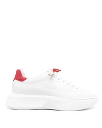 Мужские бело-красные кожаные низкие кеды от Giuliano Galiano