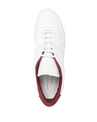 Мужские бело-красные кожаные низкие кеды от Common Projects