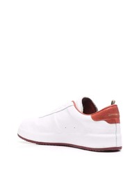 Мужские бело-красные кожаные низкие кеды от Officine Creative