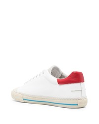 Мужские бело-красные кожаные низкие кеды от D.A.T.E