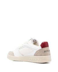 Мужские бело-красные кожаные низкие кеды от Enterprise Japan