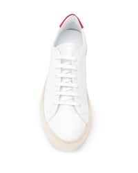 Мужские бело-красные кожаные низкие кеды от Scarosso