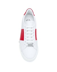Мужские бело-красные кожаные низкие кеды от Philipp Plein